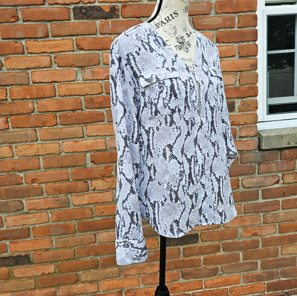 Express Snakeskin Python Print Blouse Top | Zip F… - image 7